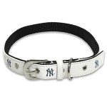 MLB New York Yankees Signature PRO Collar, PVC-Leather Premium Dog Collar, Extra Tough & Durable! Super Stylish! Size: Small Adjustable 12-15" Length x 0.75" Width