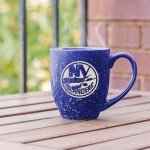Rico Industries NHL Hockey New York Islanders Royal 16 oz Team Color Laser Engraved Speckled Ceramic Coffee Mug