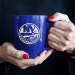 Rico Industries NHL Hockey New York Islanders Royal 16 oz Team Color Laser Engraved Speckled Ceramic Coffee Mug