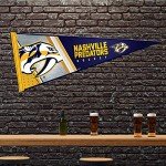 Rico Industries NHL Hockey Nashville Predators Primary 12" x 30" Felt Wall Décor Pennant - Great for Home/Bed Room/Man Cave Décor