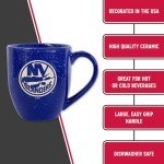 Rico Industries NHL Hockey New York Islanders Royal 16 oz Team Color Laser Engraved Speckled Ceramic Coffee Mug