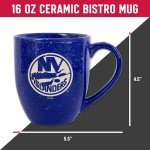 Rico Industries NHL Hockey New York Islanders Royal 16 oz Team Color Laser Engraved Speckled Ceramic Coffee Mug