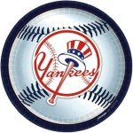 New York Yankees Round Multicolor Disposable Party Plates - 9" (Pack of 18) - Durable & Fun Design, Perfect for Baseball-Themed Parties & Celebrations