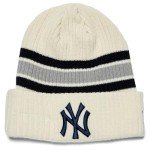 New Era NY New York Yankees Vintage Cuff Knit Retro Beanie Hat White