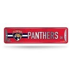 Rico Industries NHL Hockey Florida Panthers Metal Street Sign 4" x 15" Home Décor - Bedroom - Office - Man Cave,Silver