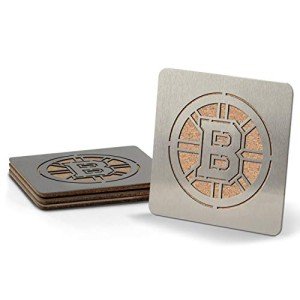 YouTheFan NHL Boston Bruins Boasters, 4-Piece Coaster Set , Stainless Steel, 4" x 4"
