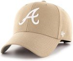 47 MLB Khaki White Primary Logo MVP Adjustable Hat, Adult One Size Fits All (US, Alpha, One Size, Atlanta Braves - Khaki White)