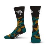 For Bare Feet NFL JACKSONVILLE JAGUARS Shattered Camo Crew Sock Team Color Large