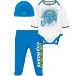 Gerber NFL Baby Boys' 3Pc Bodysuit, Footed Pant, & Cap Set, Los Angeles Chargers, 6-9 Months