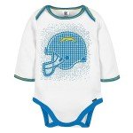 Gerber NFL Baby Boys' 3Pc Bodysuit, Footed Pant, & Cap Set, Los Angeles Chargers, 6-9 Months