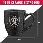Rico Industries NFL Football Las Vegas Raiders Primary 16 oz Team Color Laser Engraved Ceramic Coffee Mug