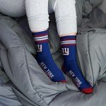 For Bare Feet NFL 4 Stripe Deuce Crew Sock, New York Giants, Medium