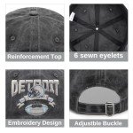 Embroidered City Hat Vintage Washed Denim Football Hats for Men Women, Unisex Adjustable Cotton Fans Baseball Cap