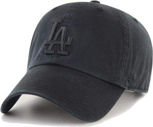 47 MLB Unisex-Adult Black/Black Clean Up Adjustable Hat Cap - One Size (US, Alpha, One Size, Los Angeles Dodgers)