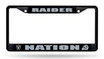 Rico Industries NFL Football Las Vegas Raiders Raider Nation Black Chrome Frame with Plastic Inserts 12" x 6" Car/Truck Auto Accessory