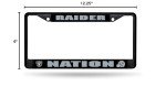 Rico Industries NFL Football Las Vegas Raiders Raider Nation Black Chrome Frame with Plastic Inserts 12" x 6" Car/Truck Auto Accessory