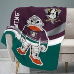 Sleep Squad Anaheim Ducks Wild Wing Throwback 60 x 80 Raschel Plush Blanket an NHL Mascot Super-Soft Throw
