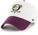 47 Anaheim Ducks Hat Mens Womens Two Tone Clean Up Adjustable Cap, White/Plum