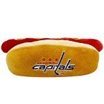 Pets First NHL Washington Capitals HOT Dog Plush Dog, CAT Squeak Toy- Cutest HOT-Dog Snack Plush Toy for Dogs & Cats with Inner Squeaker, Beautiful Hockey Team Name/Logo 8 x 5 x 3 Inches