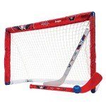 Franklin Sports Washington Capitals Mini Hockey Set - Knee Hockey Goal, Ball, & 2 Hockey Stick Combo Set - Mini Goal Net - NHL Official Hockey Set