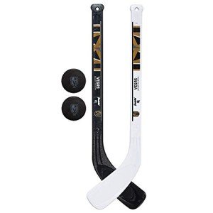 Franklin Sports Vegas Golden Knights NHL Mini Hockey Stick Set - NHL Team Knee Hockey Stick and Ball Set - Two Players - Great Toy for Kids