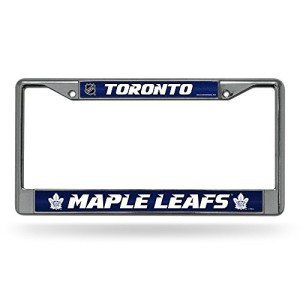 Rico Industries NHL Bling Chrome License Plate Frame with Glitter Accent, Toronto Maple Leafs