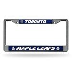 Rico Industries NHL Bling Chrome License Plate Frame with Glitter Accent, Toronto Maple Leafs
