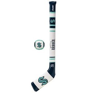 Franklin Sports Seattle Kraken NHL Mini Soft Hockey Stick Set - NHL Team Soft Foam Mini Hockey Stick and Ball Set - Great Toy for Kids Black