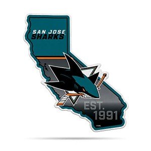 Rico Industries NHL San Jose Sharks State Shape Shape Cut Pennant - Home and Living Room Décor - Soft Felt EZ to Hang 18x0.10x18
