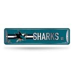 Rico Industries NHL Hockey San Jose Sharks Metal Street Sign 4" x 15" Home Décor - Bedroom - Office - Man Cave
