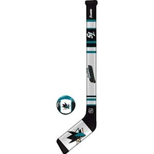 Franklin Sports San Jose Sharks NHL Mini Soft Hockey Stick Set - NHL Team Soft Foam Mini Hockey Stick and Ball Set - Great Toy for Kids