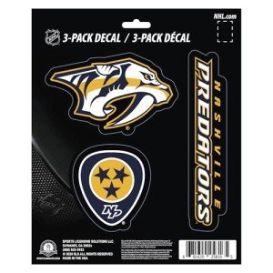 Fanmats NHL Nashville Predators Team Decal, 3-Pack, Yellow