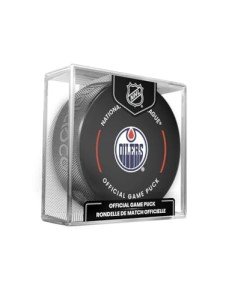 Edmonton Oilers Official Game Hockey Puck with Holder