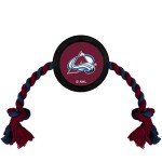Pets First Dog Rubber Toy Tough Rubber with Heavy-Duty Dog Rope Tug Toy. NHL Colorado Avalanche Puck Toy for Dogs & Cats. Play Hockey with Your Pet with This Licensed Dog Puck Rubber Cool Toy!