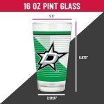 Rico Industries NHL Hockey Dallas Stars 16 oz Pint Glasses with Digitally Printed Logo, Set of 2 Classic Drinking Glasses, for Fans, Dishwasher Safe
