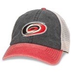 AMERICAN NEEDLE Hanover NHL Team Mesh Hat, Carolina Hurricanes, Ivory/Black/Dark Red (43352A-CAH)