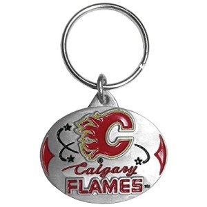 NHL Siskiyou Sports Fan Shop Calgary Flames Carved Metal Key Chain One Size Team Color