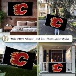 Desert Cactus Calgary Flames Flag NHL 100% Polyester Indoor Outdoor 3x5 feet National Hockey League Team Flags (Design #1)