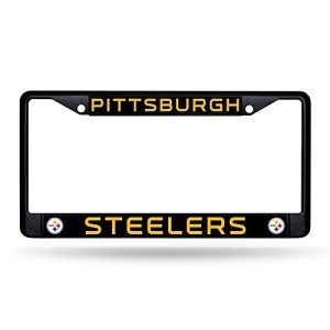 Rico Industries NFL Football Pittsburgh Steelers Black Chrome Frame with Plastic Inserts 12" x 6" Car/Truck Auto Accessory