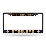 Rico Industries NFL Football Pittsburgh Steelers Black Chrome Frame with Plastic Inserts 12" x 6" Car/Truck Auto Accessory