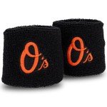 Franklin Sports Baltimore Orioles MLB Baseball Wristbands - MLB Team Logo Sweatbands - Great for Costumes + Uniforms - Pair , 2.5" x 2.5"