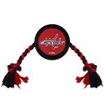 Pets First Dog Rubber Toy Tough Rubber with Heavy-Duty Dog Rope Tug Toy. NHL Washington Capitals Puck Toy for Dogs & Cats. Play Hockey with Your Pet with This Licensed Dog Puck Rubber Cool Toy!