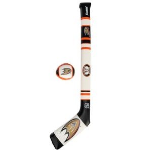 Franklin Sports Anaheim Ducks NHL Mini Soft Hockey Stick Set - NHL Team Soft Foam Mini Hockey Stick and Ball Set - Great Toy for Kids
