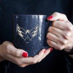 Rico Industries NHL Hockey Washington Capitals Navy 16 oz Team Color Laser Engraved Speckled Ceramic Coffee Mug