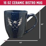 Rico Industries NHL Hockey Washington Capitals Navy 16 oz Team Color Laser Engraved Speckled Ceramic Coffee Mug