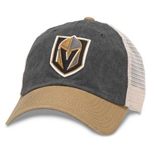AMERICAN NEEDLE Hanover NHL Team Mesh Hat, Las Vegas Knights, Ivory/Black/Gold (43352A-VGK)