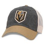AMERICAN NEEDLE Hanover NHL Team Mesh Hat, Las Vegas Knights, Ivory/Black/Gold (43352A-VGK)