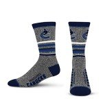 For Bare Feet Mens NHL Vancouver Canucks 5 Star Crew Sock Marble Grey Large