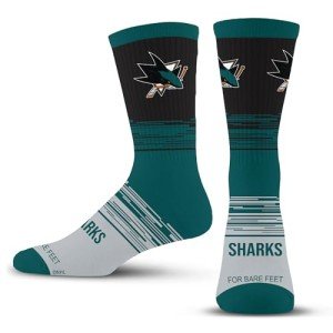 For Bare Feet NHL SAN JOSE SHARKS Elevate Premium Dress Crew Sock Team Color Large