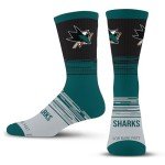 For Bare Feet NHL SAN JOSE SHARKS Elevate Premium Dress Crew Sock Team Color Large